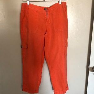Banana Republic Martin fit orange linen cropped pants size 4